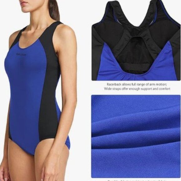 BALEAF ATHLETIC RACERBACK ONE PIECE SWIMSUIT UPF 50+ - Picture 3 of 14